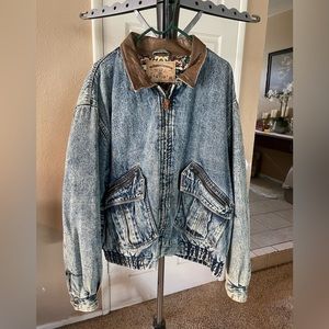 VINTAGE men’s 10E Bomber Squadron denim jacket quilted lined XL